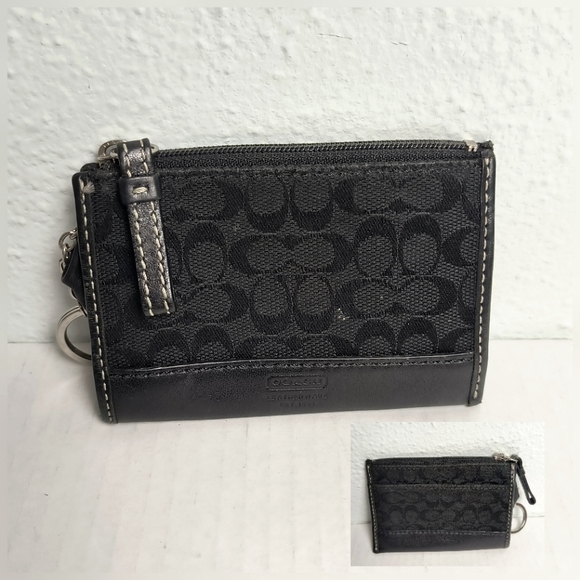 Coach Vintage Mini Wallet Card Holder & Key Coins Bag Black Vintage Y2K - Picture 1 of 6